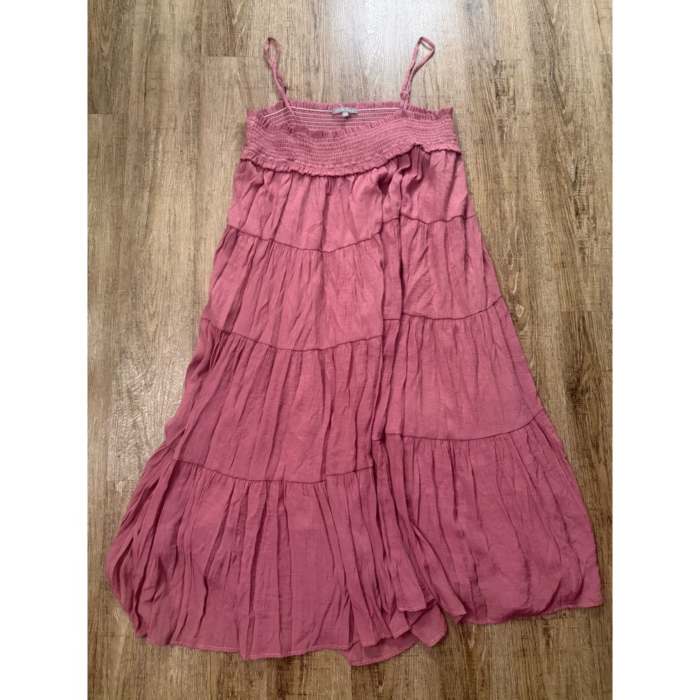 Sarah Hann Pink Smocked Tiered Maxi Dress Plus Size 3X Boho Adjustable Straps
